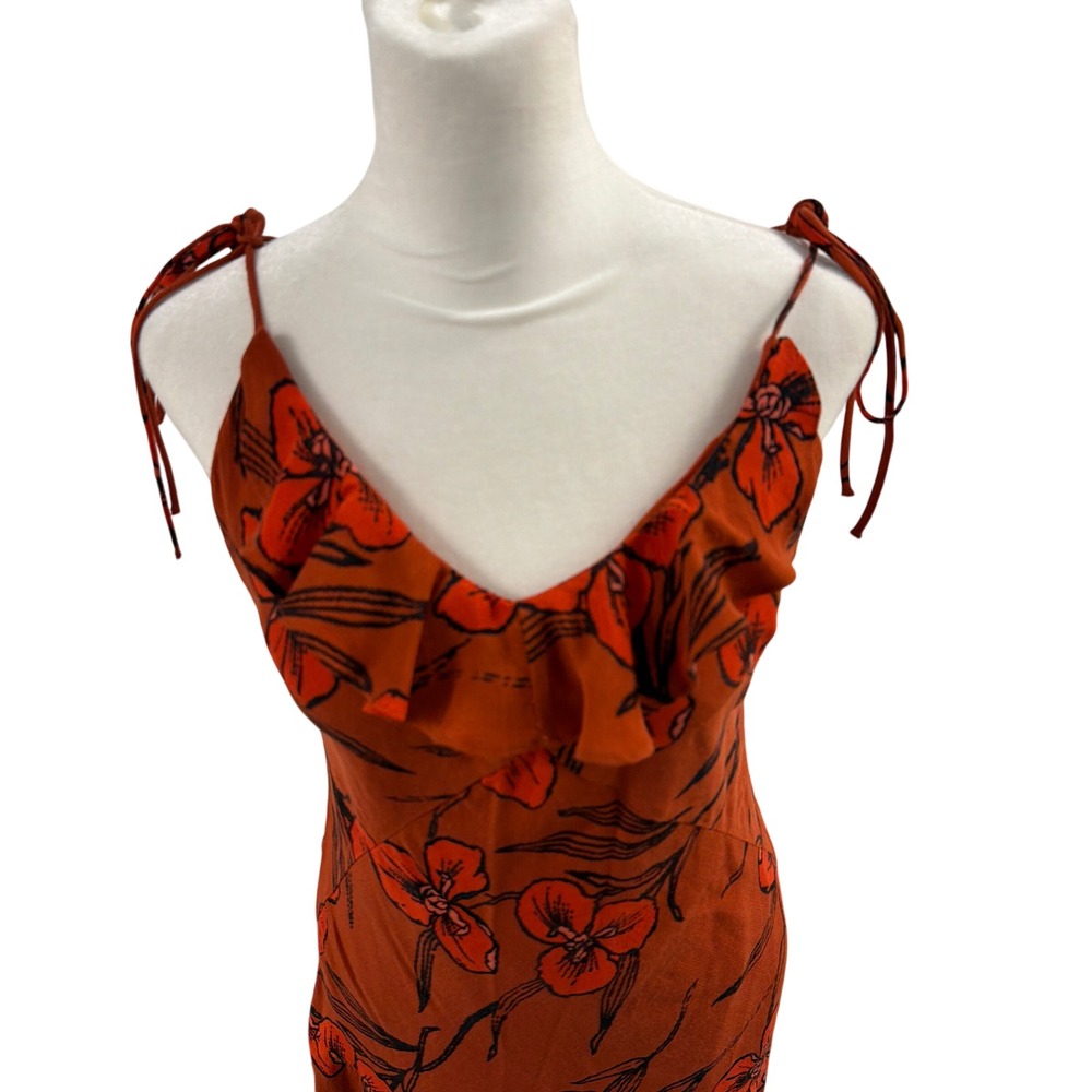 Floral Slip Midi Dress in Burnt Orange - Picture 3 of 11